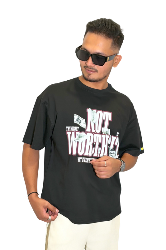 Oversized Black - NOT WORTH IT Graffiti