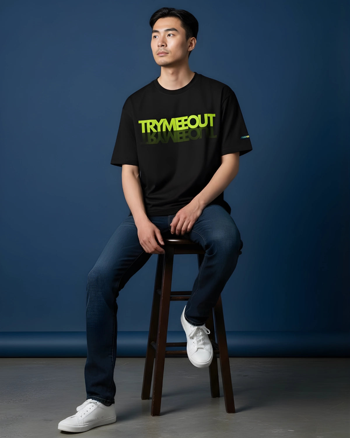 Oversized Black - TRYMEEOUT Neon Green Graffiti