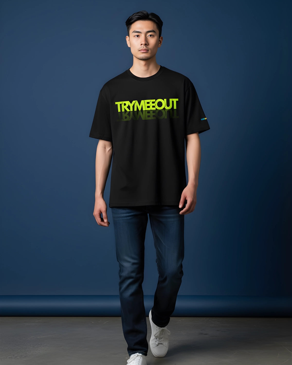 Oversized Black - TRYMEEOUT Neon Green Graffiti