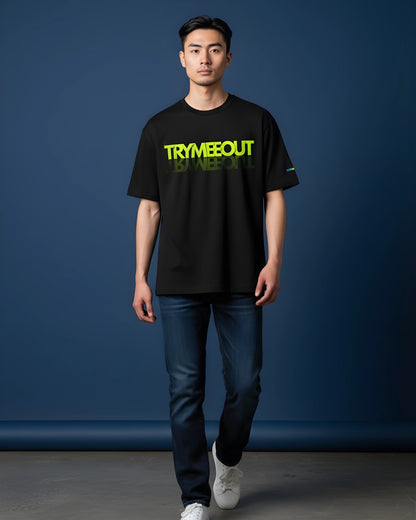 Oversized Black - TRYMEEOUT Neon Green Graffiti