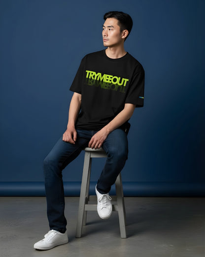 Oversized Black - TRYMEEOUT Neon Green Graffiti