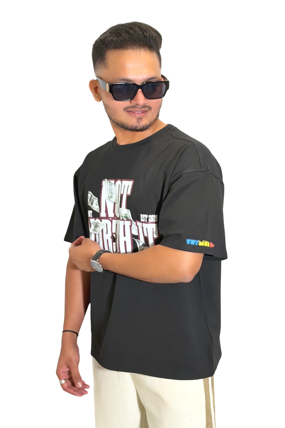 Oversized Black - NOT WORTH IT Graffiti