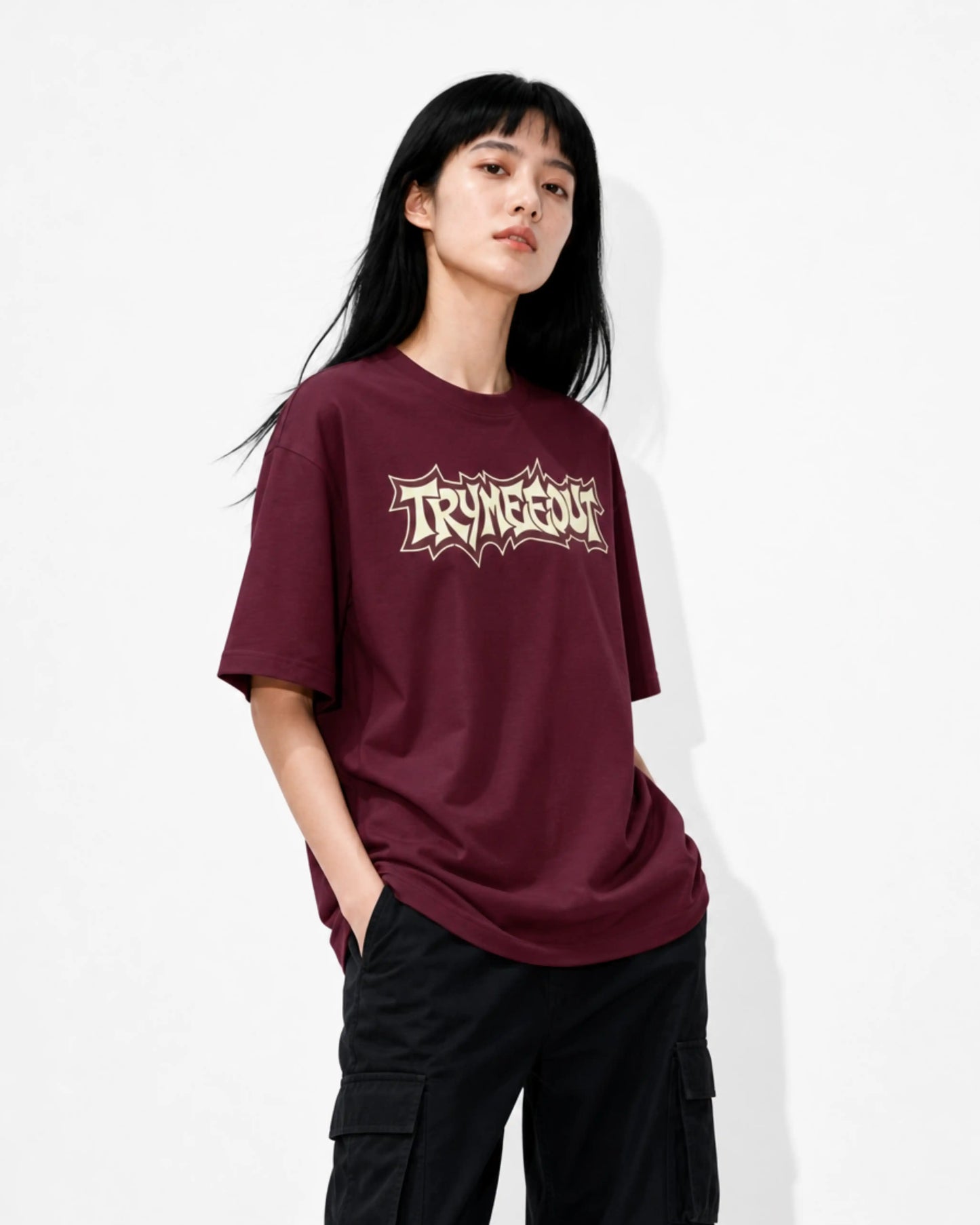 TRYMEEOUT Distorted GRAFFITI MAROON